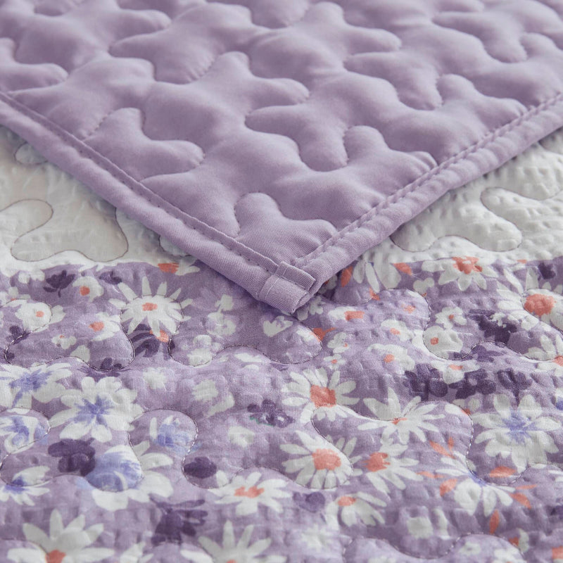 4 PCS King/Cal King Seersucker Quilt Set with Throw
