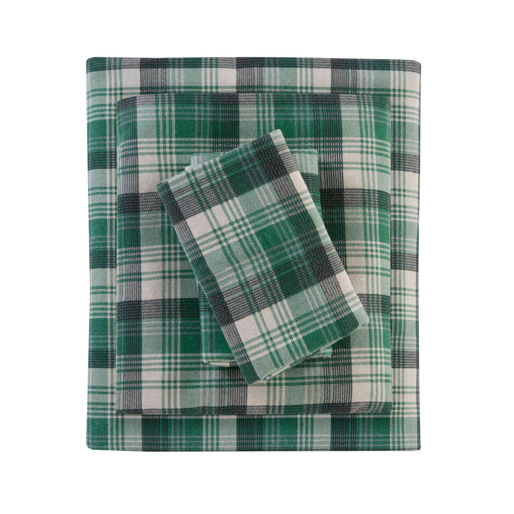 4 PCS Cal King Sheet Set Green Plaid Media 13