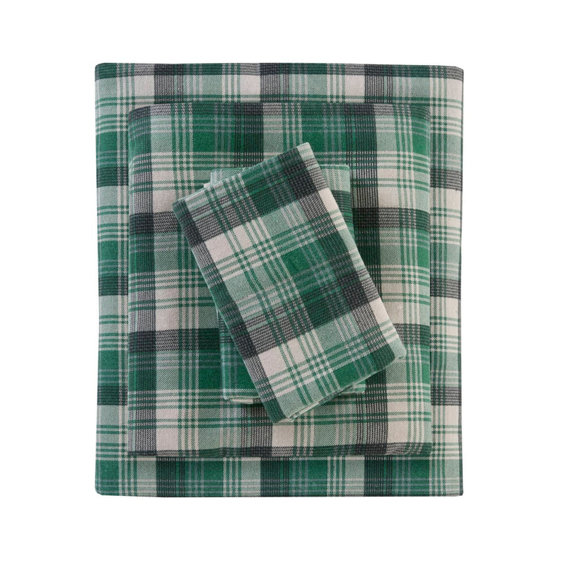 4 PCS Cal King Sheet Set Green Plaid