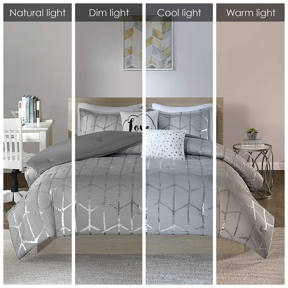 Twin/Twin XL Metallic Printed Duvet Cover Set Media 6