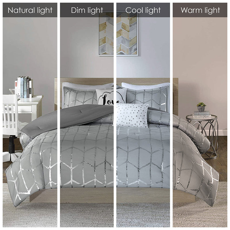 Twin/Twin XL Metallic Printed Duvet Cover Set