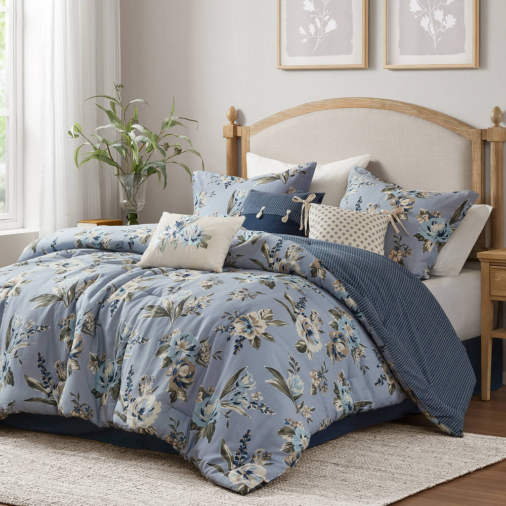 7PCS Queen Vintage Floral Comforter Set Media 10
