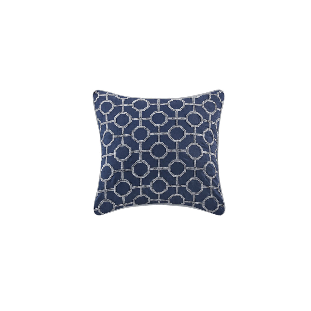 4 Piece Jacquard Quilt Set with Throw Pillow Navy King/Cal King Media 3