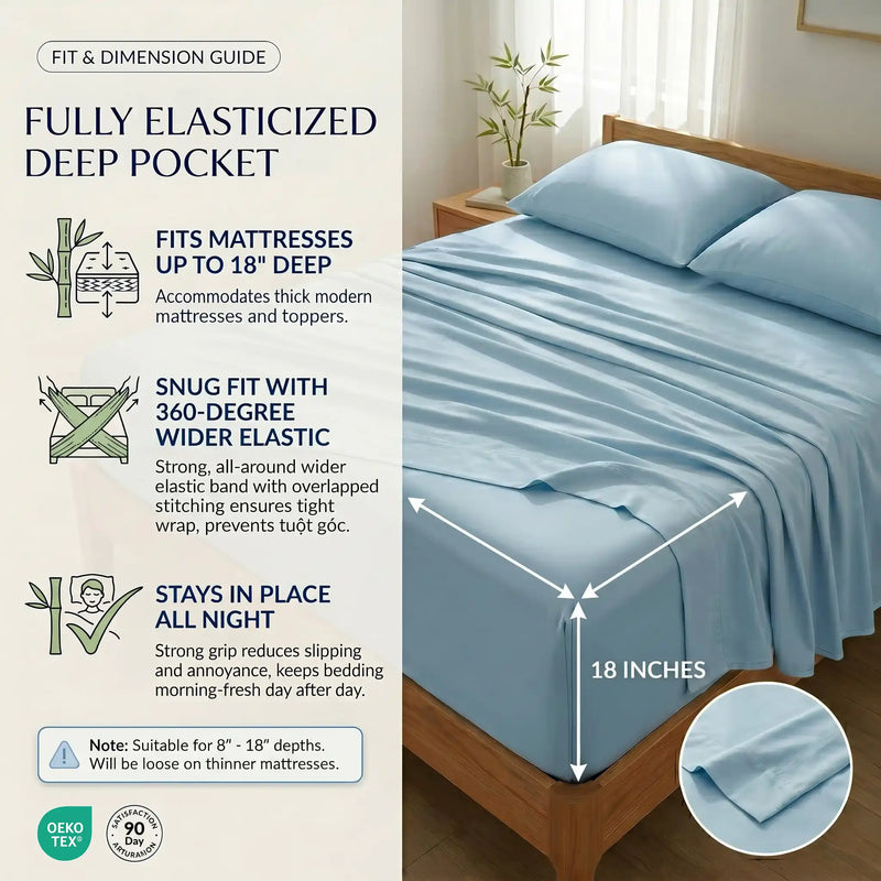 Bamboo Sheet Set Organic Bamboo & Oeko-Tex Certified Soft Sleep Comfort
