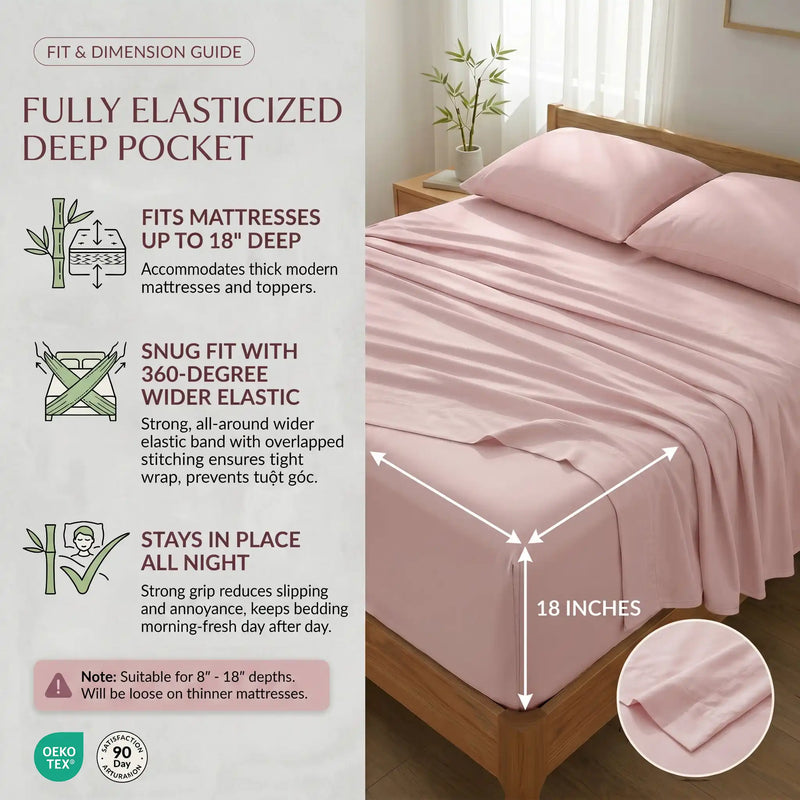 Bamboo Sheet Set Organic Bamboo & Oeko-Tex Certified Soft Sleep Comfort