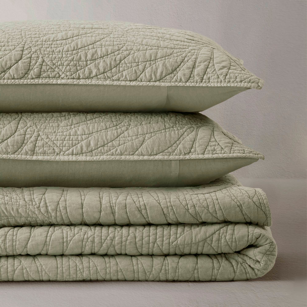 Full/Queen 3 Piece Cotton Quilt Set Sage Media 13