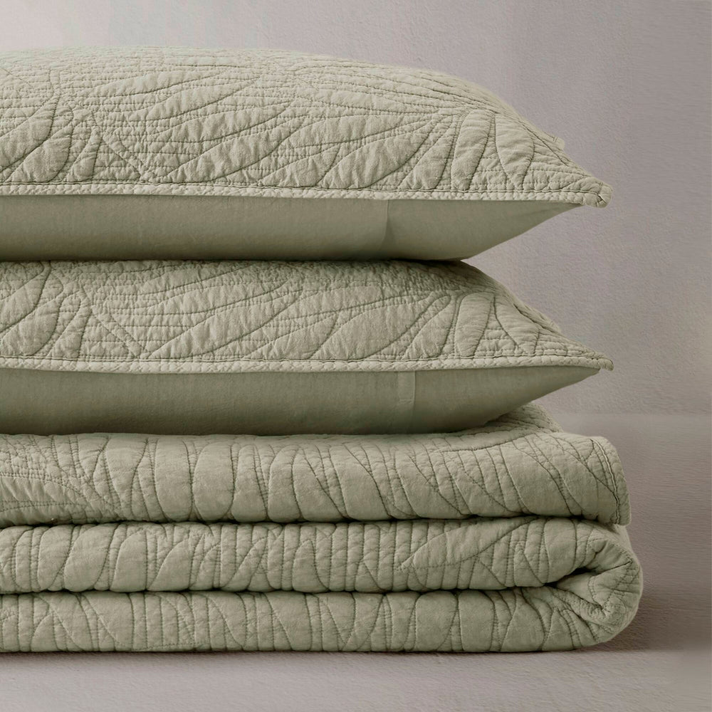 Full/Queen 3 Piece Cotton Quilt Set Sage Media 13