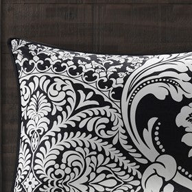 7 Piece Cotton Printed Comforter Set Black King Media 9