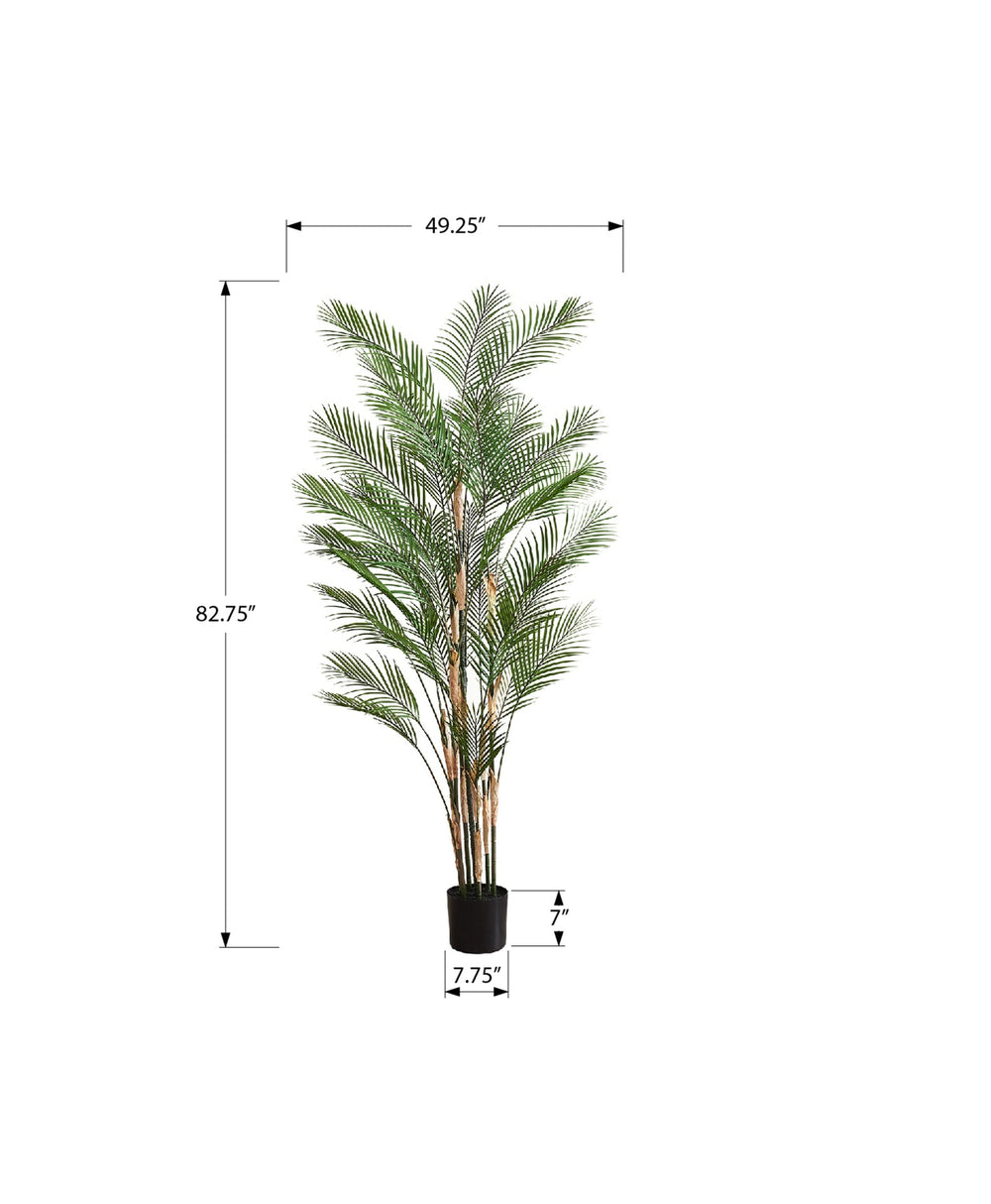 Artificial Plant, 83' Tall, Palm Tree, Decorative, Floor, Indoor, Potted, Real Touch, Green Leaves, Black Pot Media 2