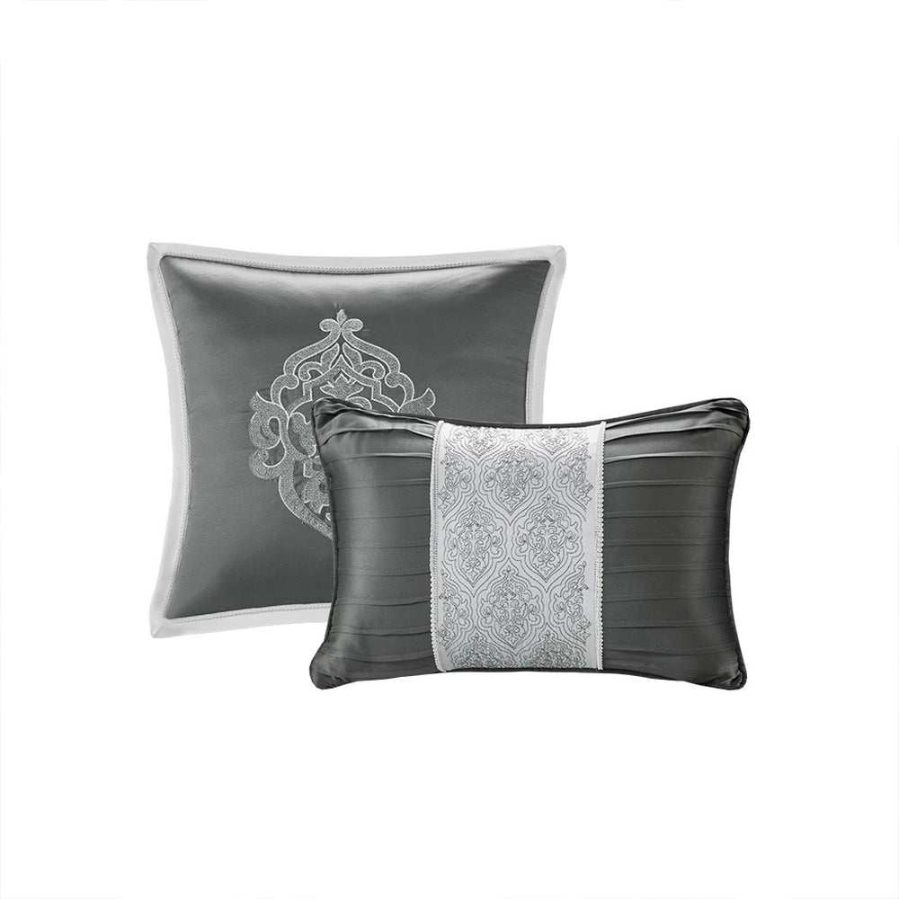 8 Piece Jacquard Comforter Set Silver/Silver Cal King Media 5