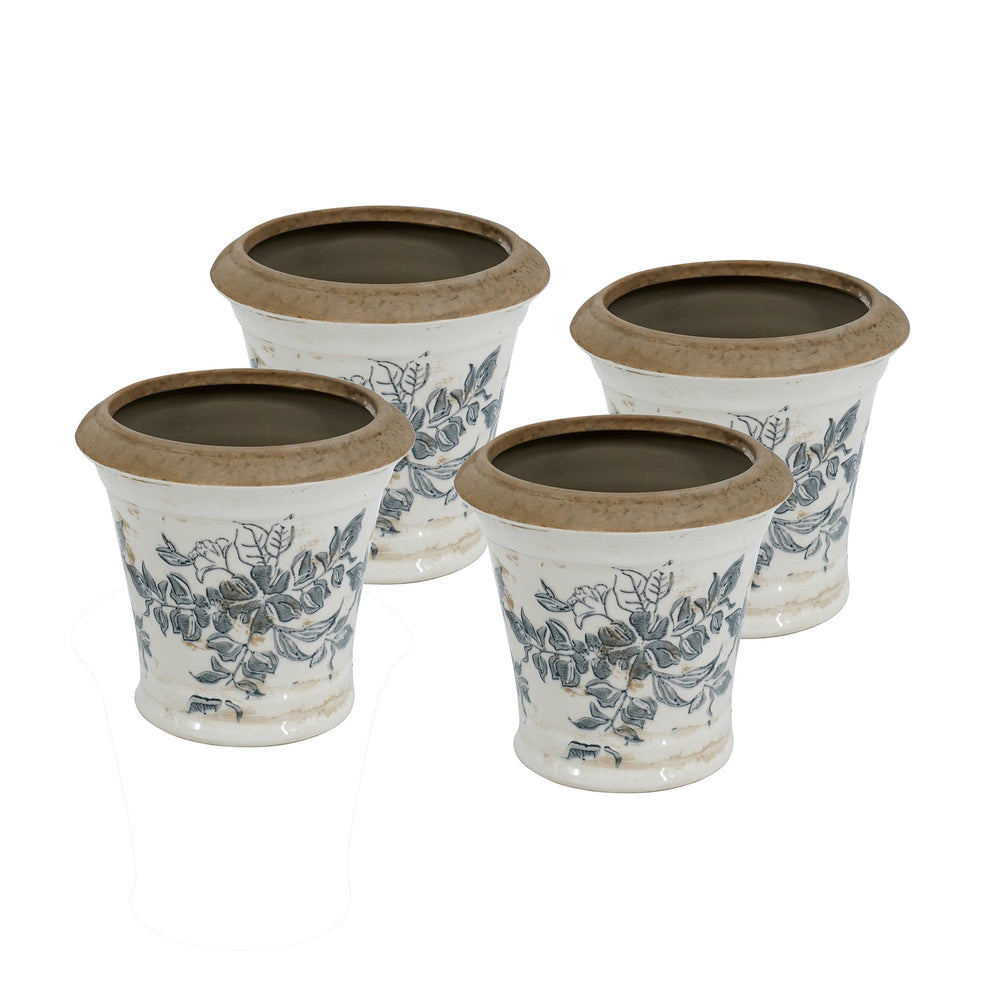 5.3x5.3x5.1' Ceramic Planter with Floral Pattern, Set of 4 Media 1
