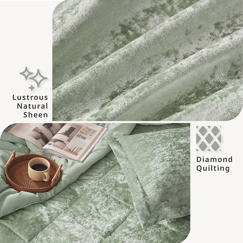 4PCS King/Cal King Velvet Duvet Cover Set with Throw Pillow Media 9