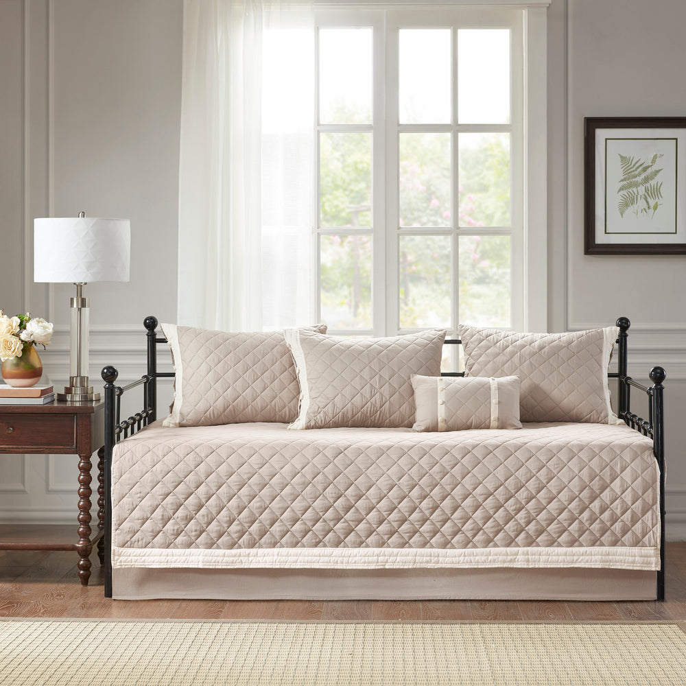 6 Piece Cotton Daybed Cover Set Khaki Daybed Media 10