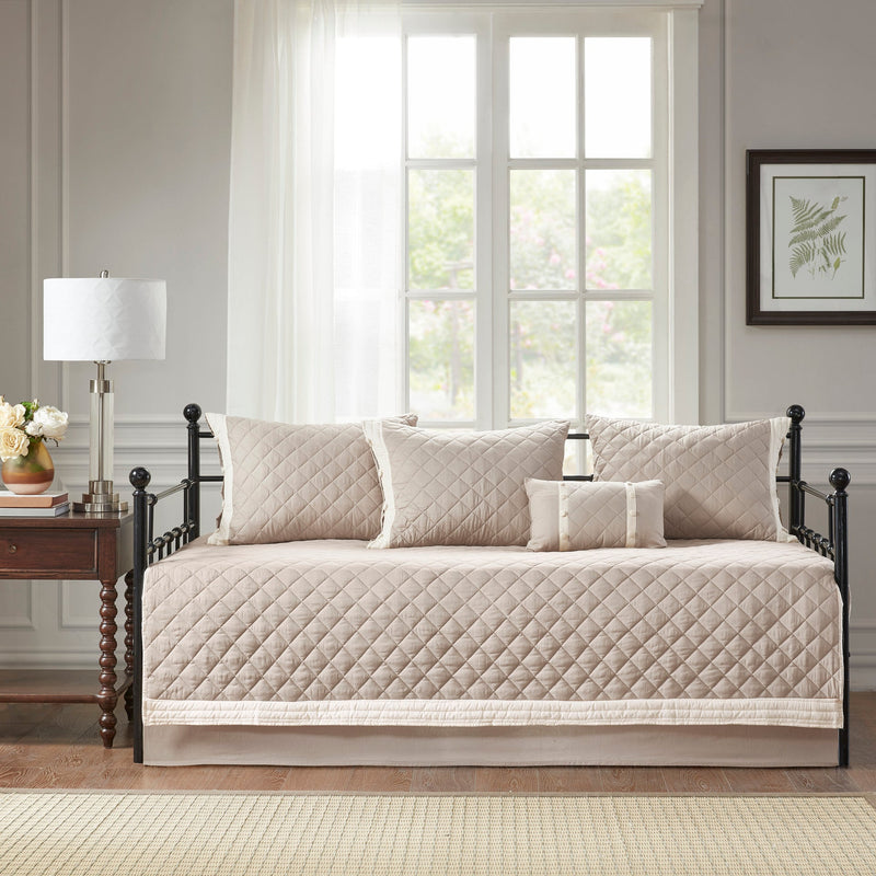 6 Piece Cotton Daybed Cover Set Khaki Daybed