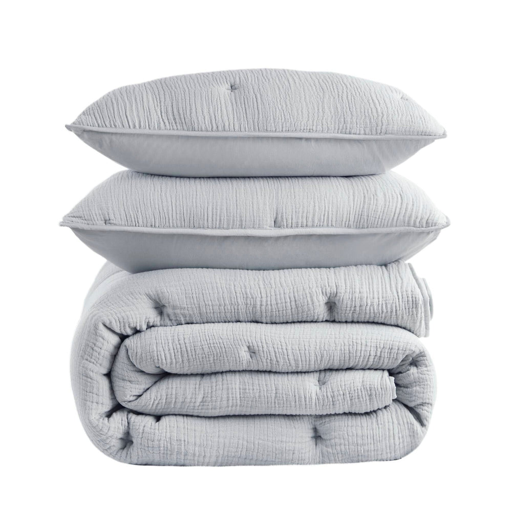 3-Piece Full/Queen Cotton  Embroidered Quilt Set,Blue Media 13