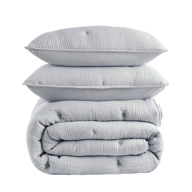 3-Piece King Cotton  Embroidered Quilt Set,Blue