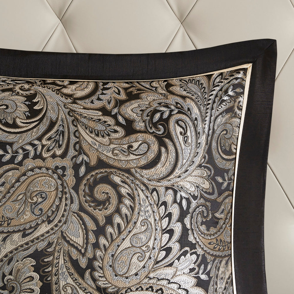 12 Piece Comforter Set with Cotton Bed Sheets Black Full Media 17
