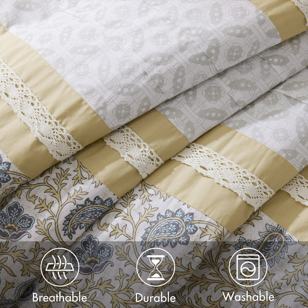 9 Piece Cotton Percale Comforter Set Yellow King Media 3