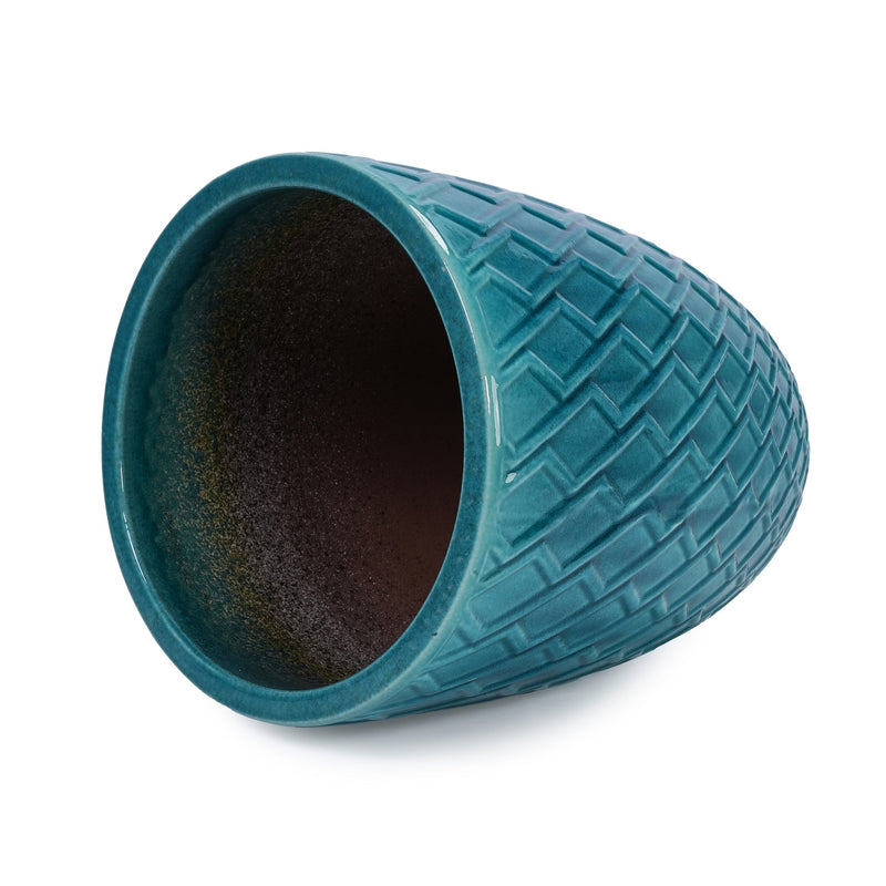 Ceramic Flowerpot, Modern Planter for Patio, Garden, Windowsill - Cyan