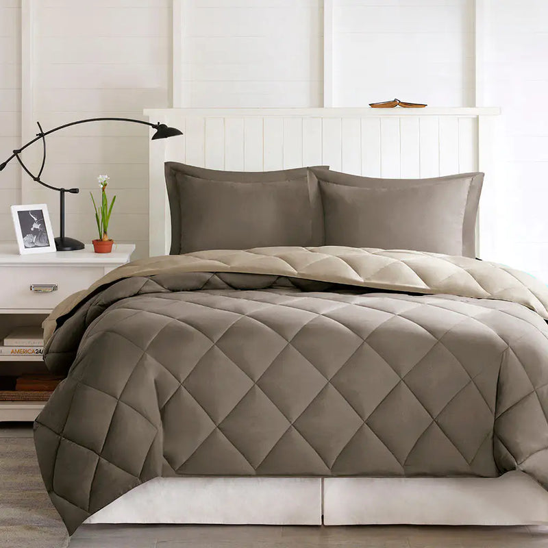3M Scotchgard Diamond Quilting Reversible Down Alternative Comforter Set