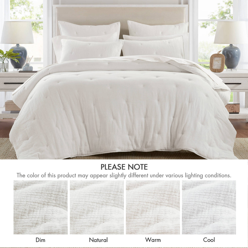3-Piece Full/Queen Cotton  Embroidered Quilt Set,White Media 7
