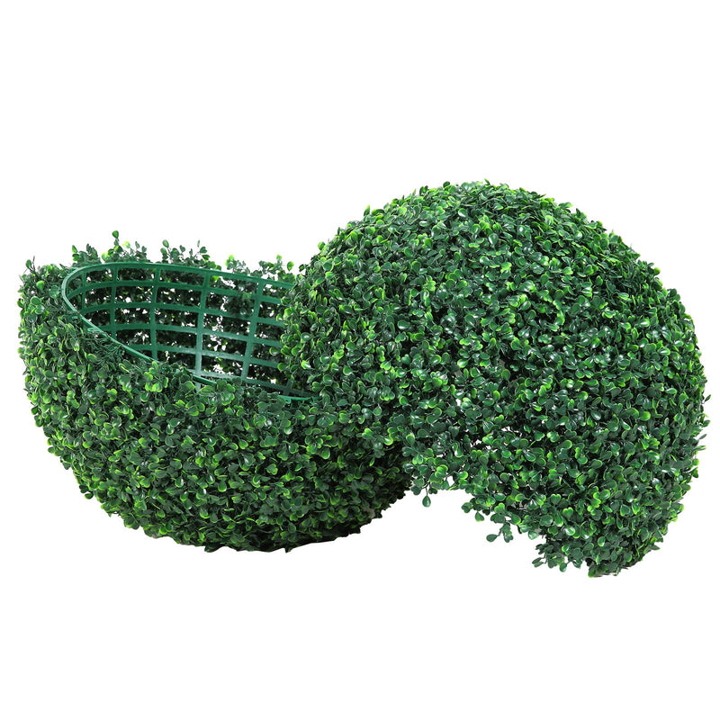 Artificial Topiary Boxwood Trees, 16 Inches Tall (Set of 2), Ball-Shaped Faux Topiary Plants, Year-Round Green Artificial Decorative Balls for Backyard, Balcony, Garden, Wedding, and Home Décor