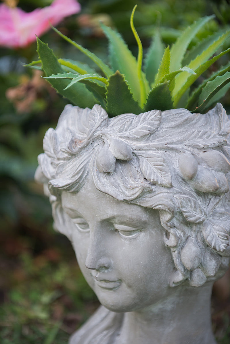 Cement Bust Wall Planter - Indoor Outdoor Home Garden Decor, 8' x 9' x 11.5'