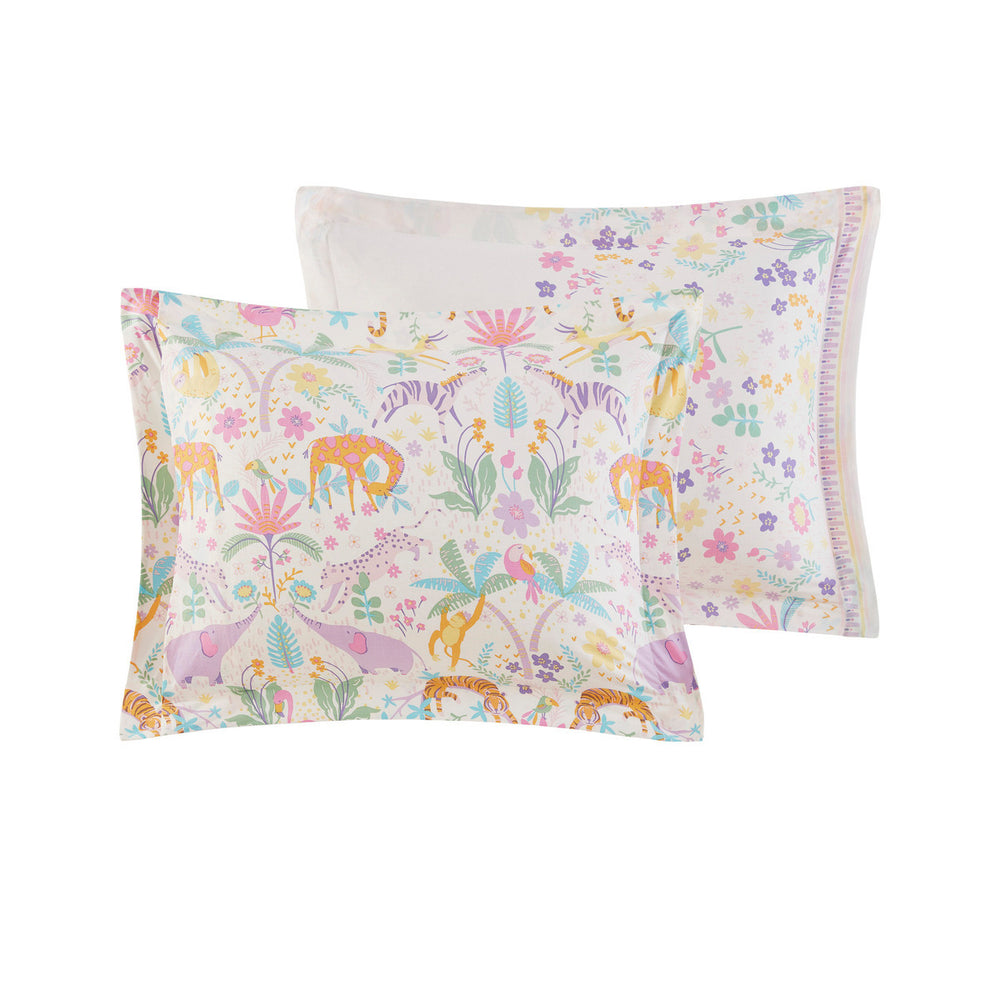 Twin Floral Reversible Cotton Duvet Cover Set with Throw Pillow Media 9
