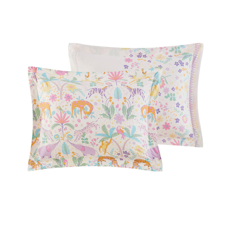 Full/Queen Floral Reversible Cotton Duvet Cover Set with Throw Pillow