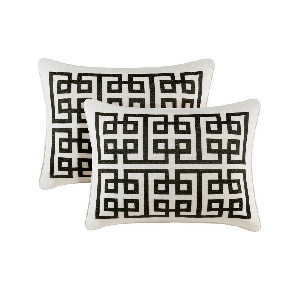 8 PCS Queen Embroidery Oversized Duvet Style Comforter Set Black/White Media 10