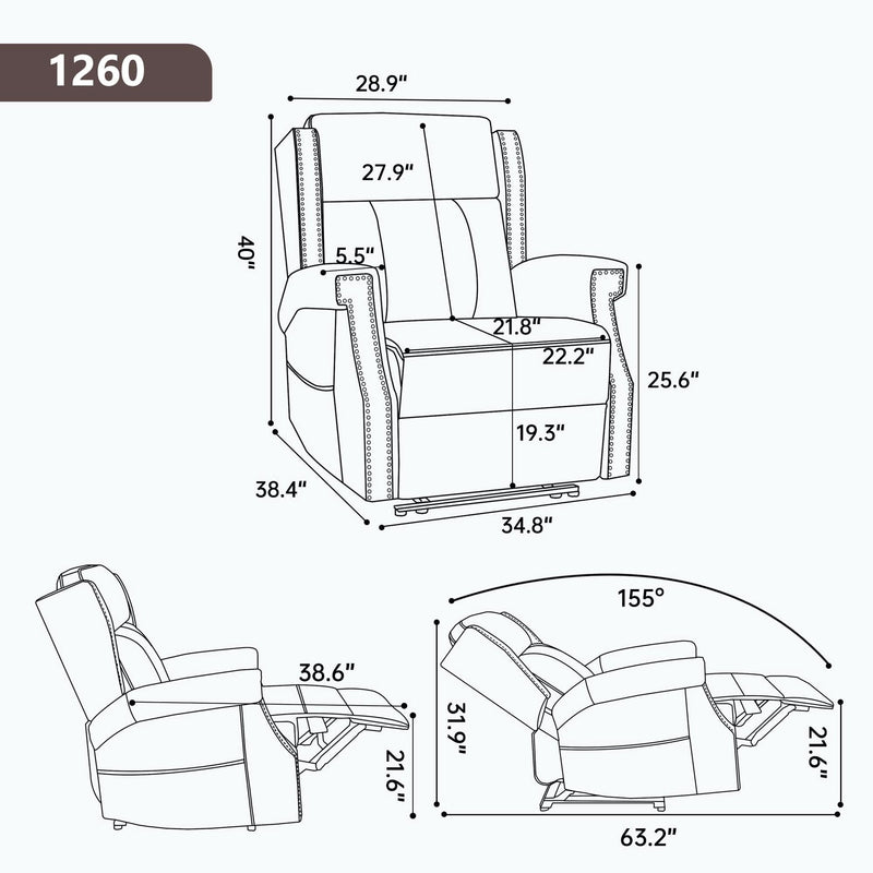 Manual Recliner Chair Faux Leather Massage With 8 Vibrating Nodes & 3 Modes For Living Room