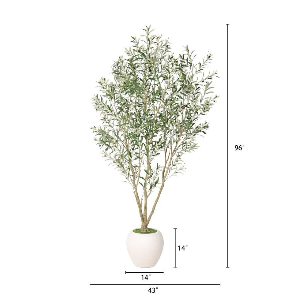 8FT Artificial Olive Tree With Big Decorative White Planter, Tall Indoor & Covered Outdoor Decorative Tree, 1pc/set Media 6