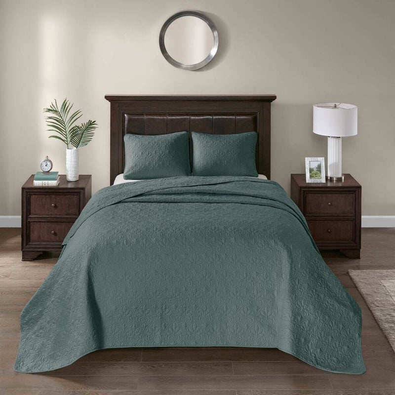 3 Piece Reversible Quilt Set Balsam Green King/Cal King