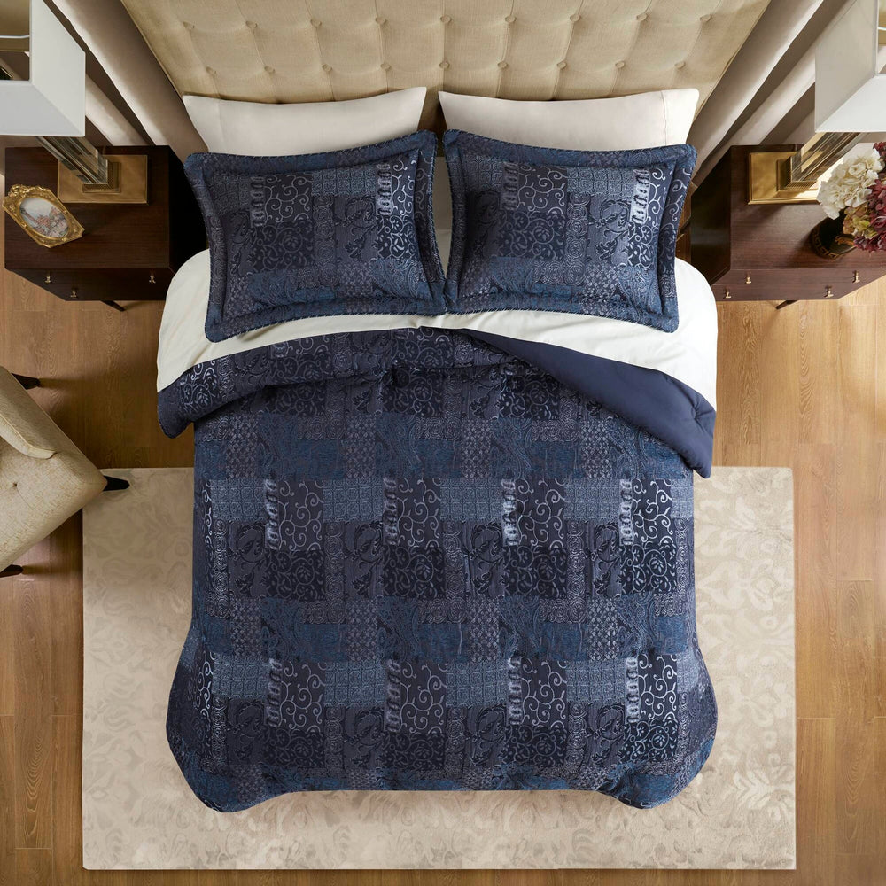 4 PCS Cal King Comforter Set Navy Media 11