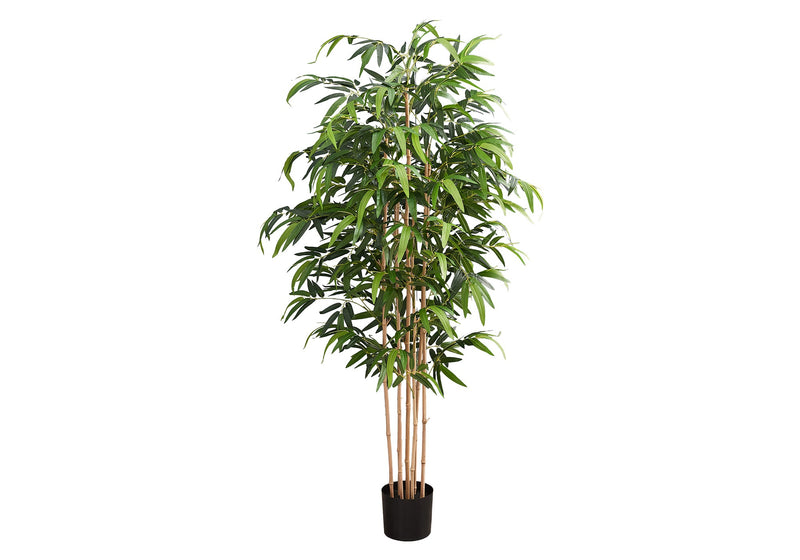 Artificial Plant, 83' Tall, Bamboo Tree, Floor, Indoor, Potted, Real Touch, Green Leaves, Black Pot
