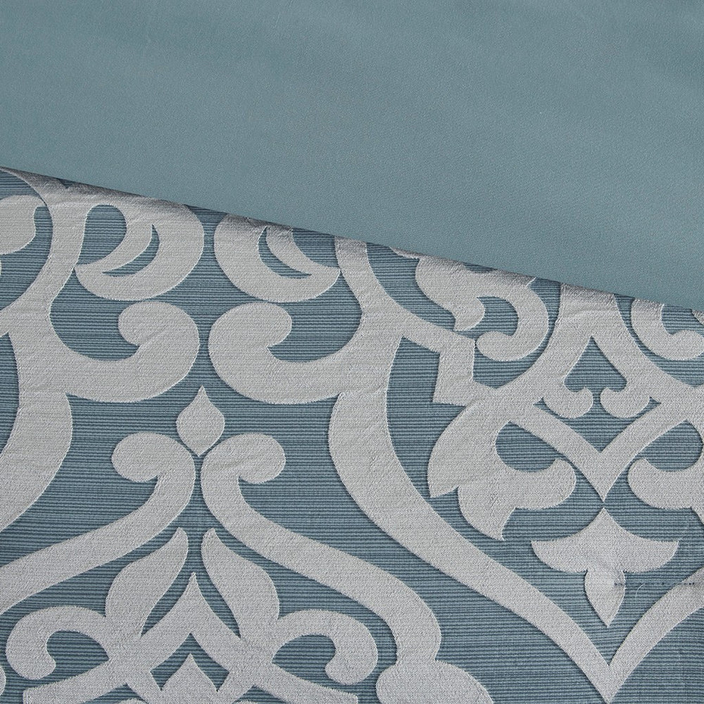 8 Piece Jacquard Comforter Set Aqua/Silver Queen Media 5