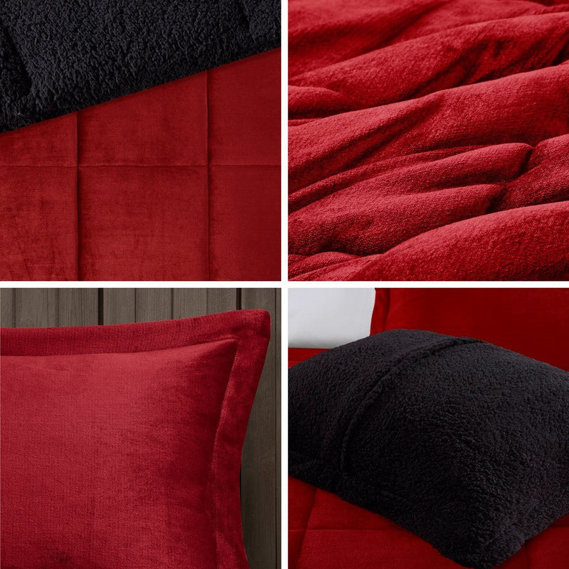Full/Queen Plush to Sherpa Down Alternative Comforter Set