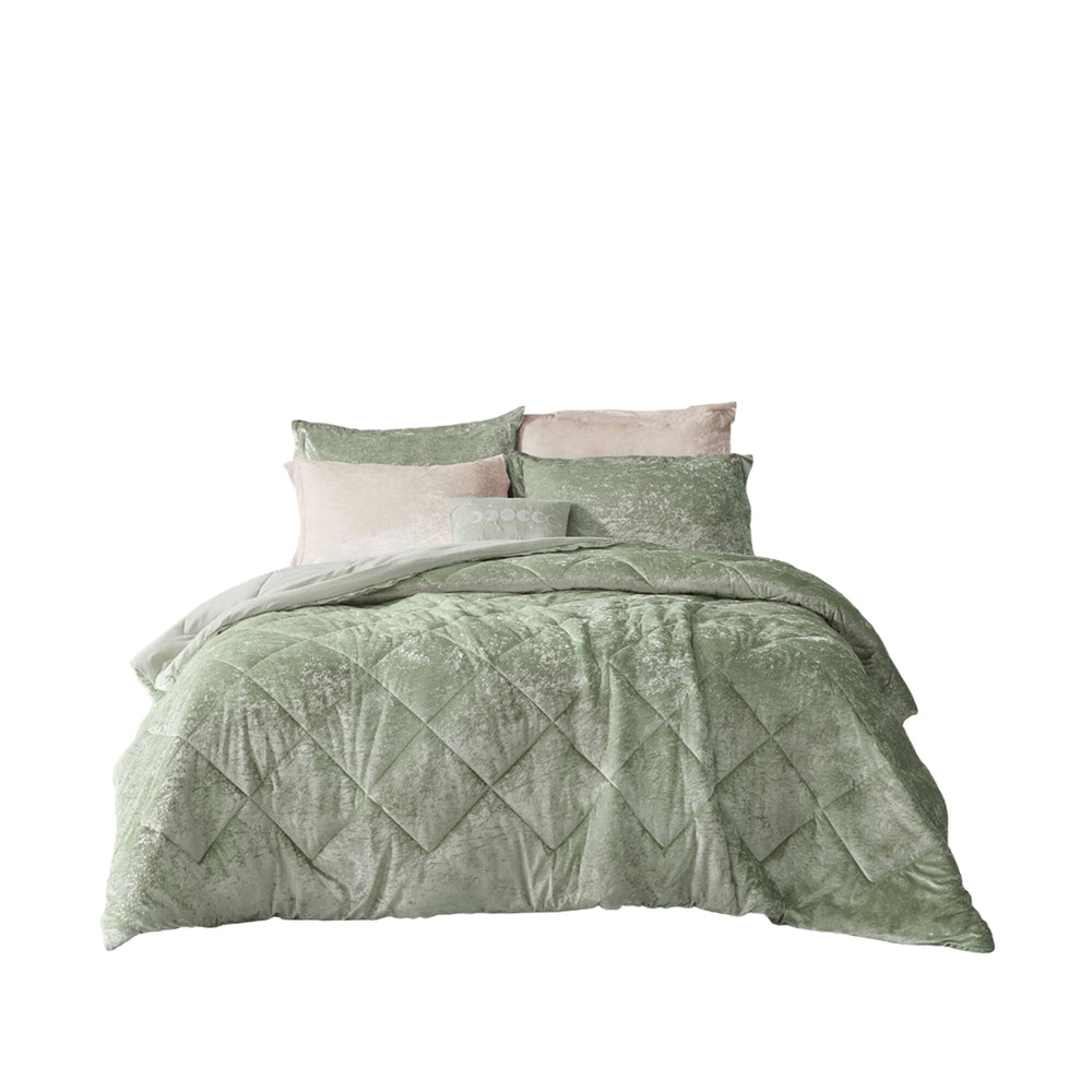 3 PCS Twin/Twin XL Velvet Duvet Cover Set with Throw Pillow Green Media 17