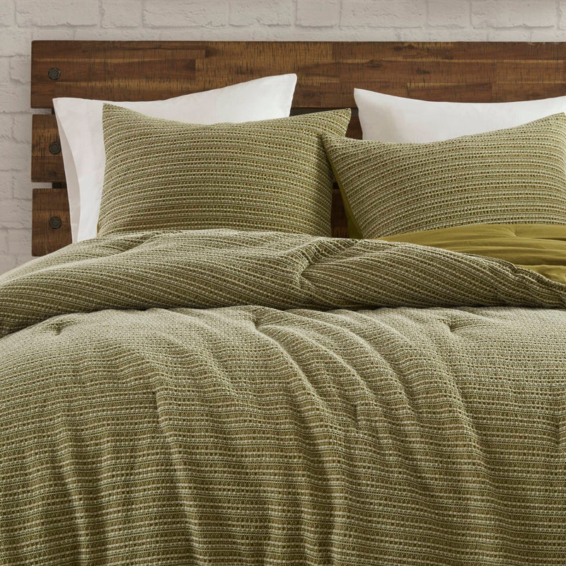 3PCS Full/Queen Waffle Washed Comforter Set