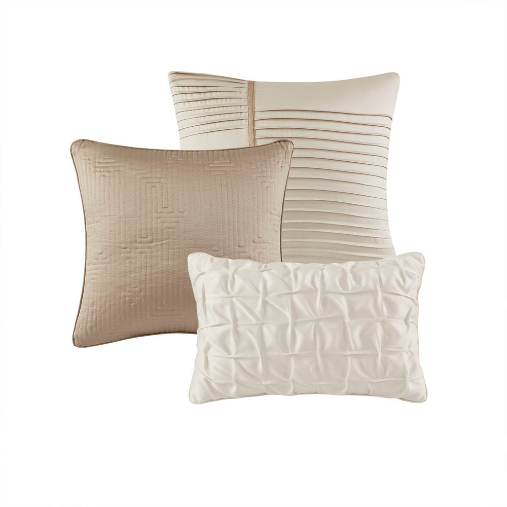 10 PCS Queen Luxury Jacquard Comforter Set Ivory Media 17