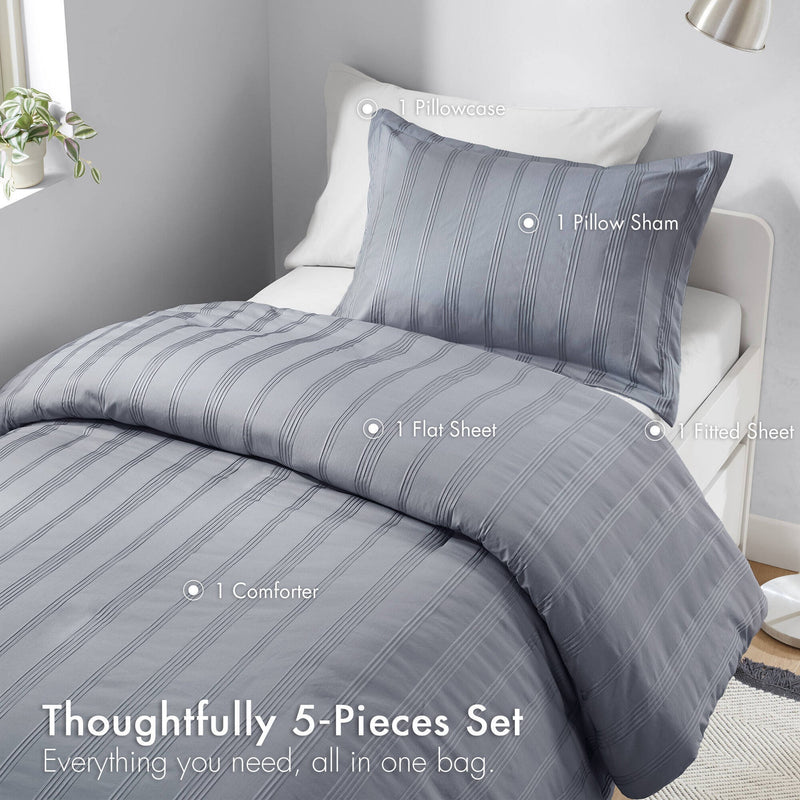 2-Piece Twin/Twin XL Woven Striped Duvet Set