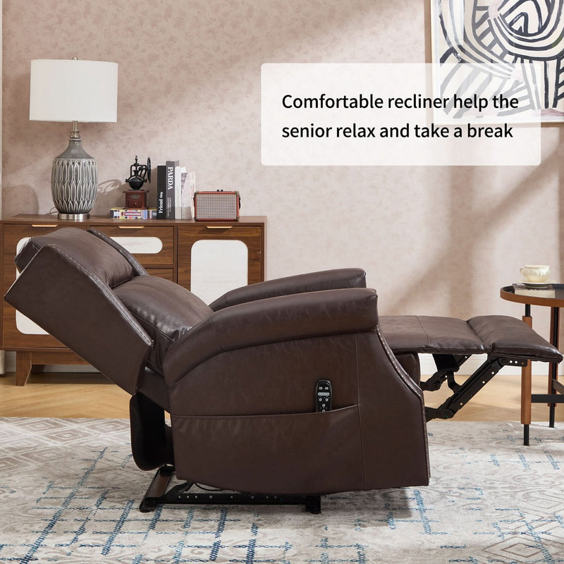 Manual Recliner Chair Faux Leather Massage With 8 Vibrating Nodes & 3 Modes For Living Room