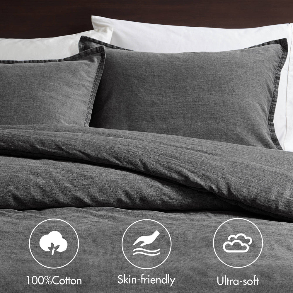 3PCS Full/Queen Twill Washed Duvet Set Media 9