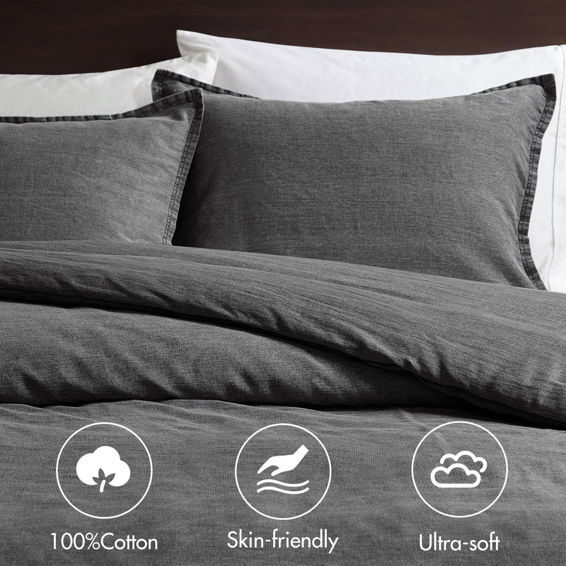 3PCS Twill Washed Duvet Set