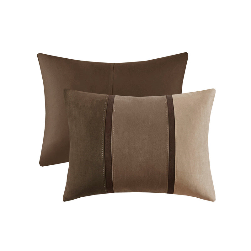 7 Piece Faux Suede Comforter Set Brown Queen