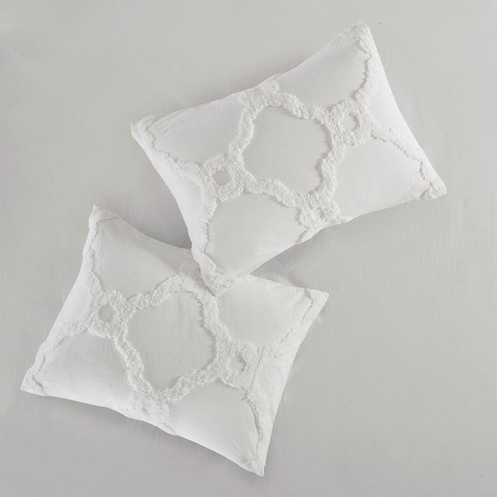 3 Piece Tufted Cotton Chenille Geometric Comforter Set Off-White King/Cal King Media 3