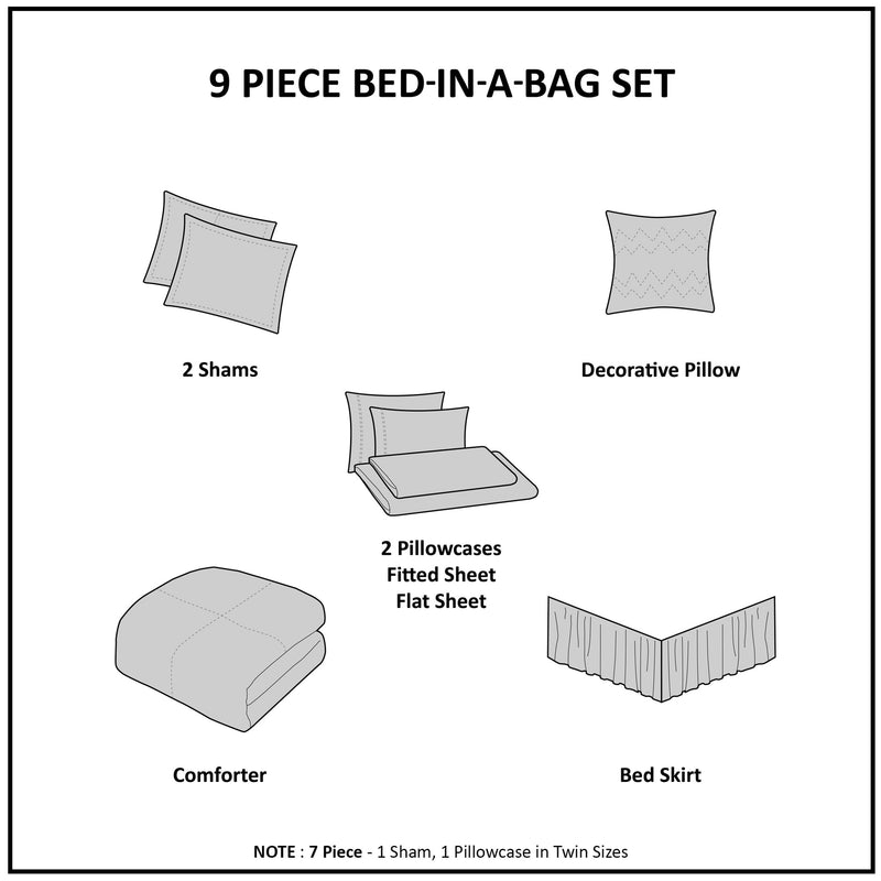Full Boho Comforter Set with Bed Sheets