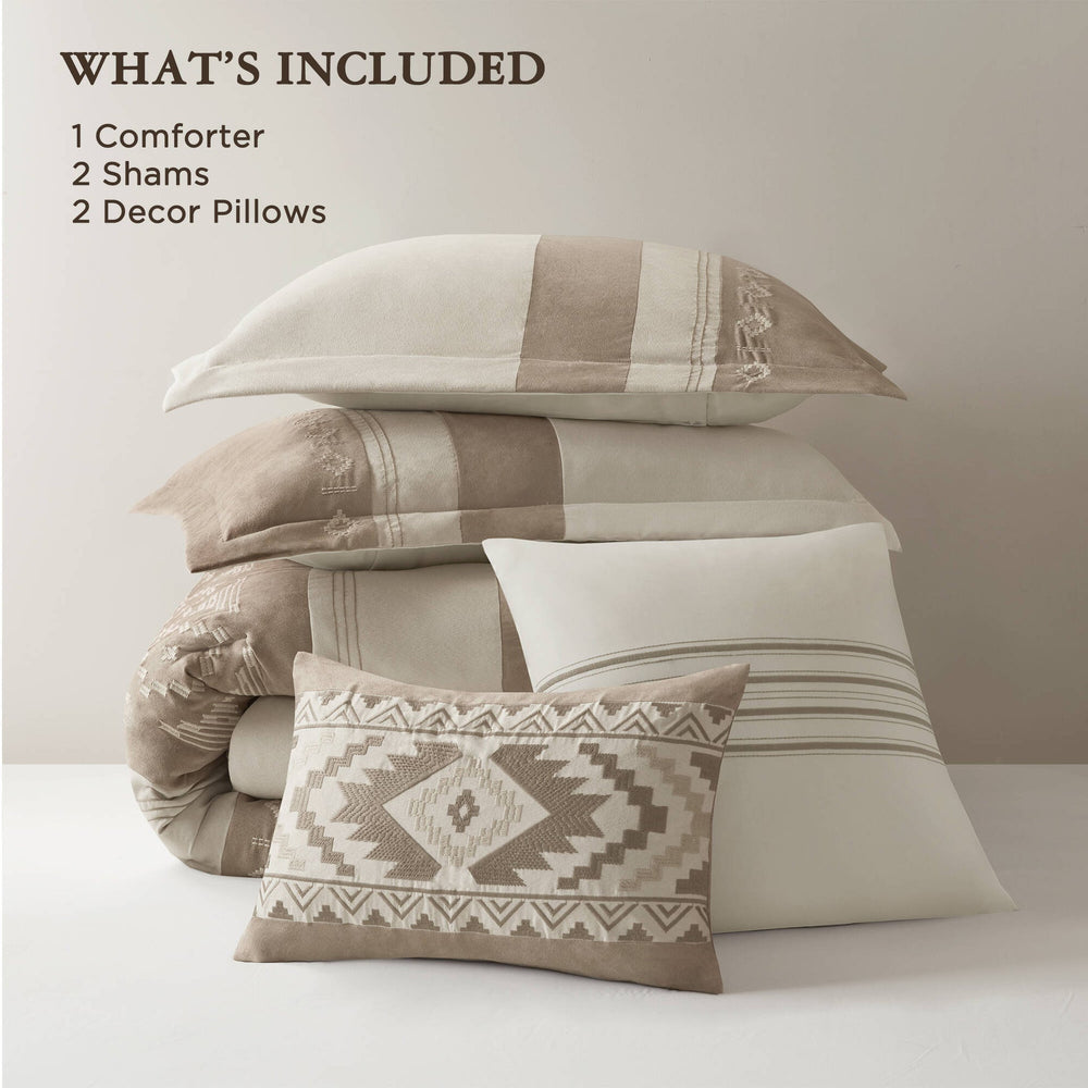 5-Piece Full/Queen Comforter 5pcs Set,Taupe Media 7