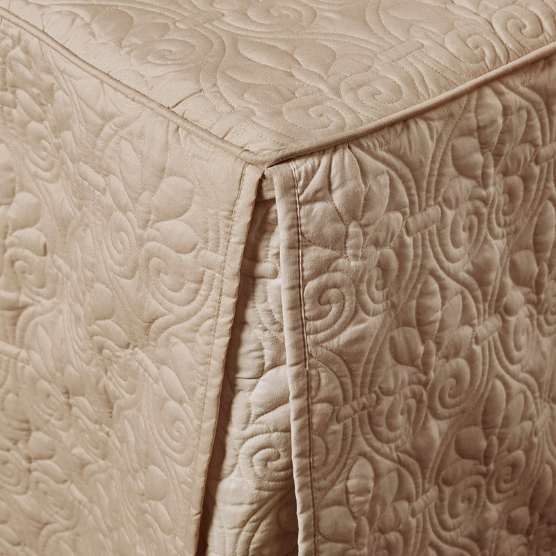 3 Piece Split Corner Pleated Quilted Bedspread Khaki Queen