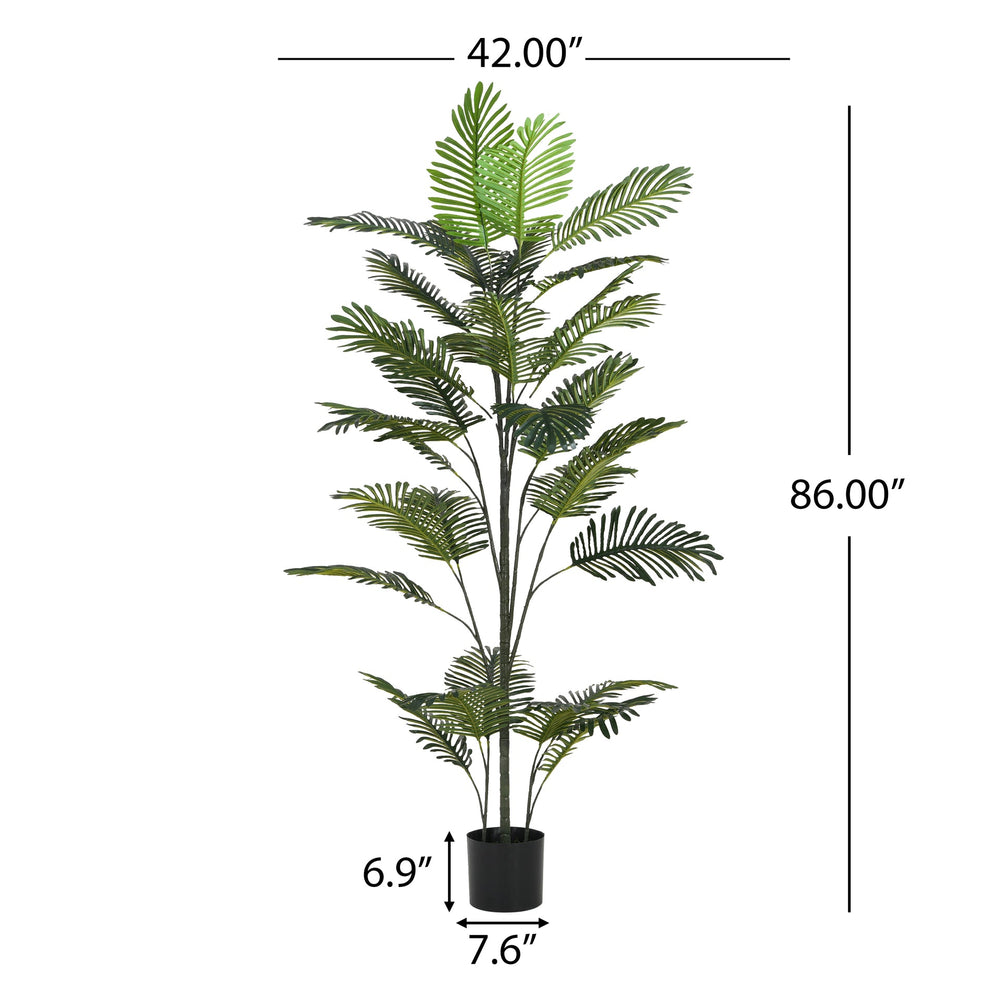 86' Artificial Palm Tree with Black Plastic Pot Media 6